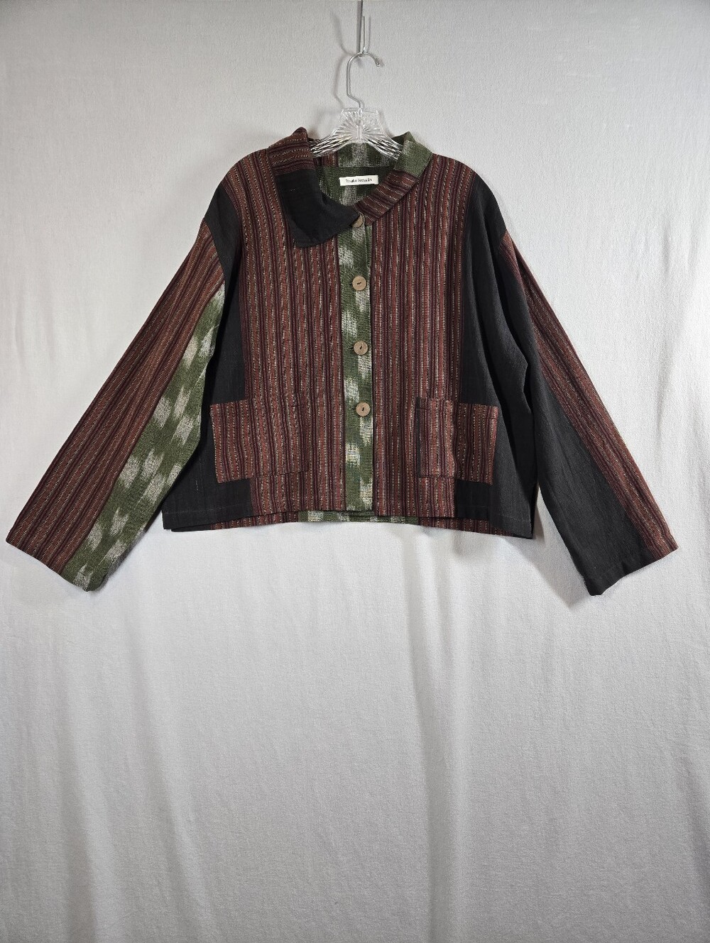 Yasuko Kurisaka Jacket Cardigan Women's O/S Lagenlook Boxy Cut Button Front
